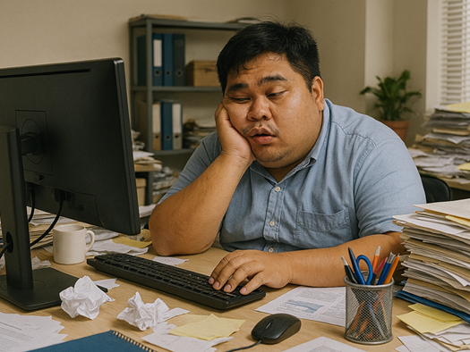 Tired, unproductive worker